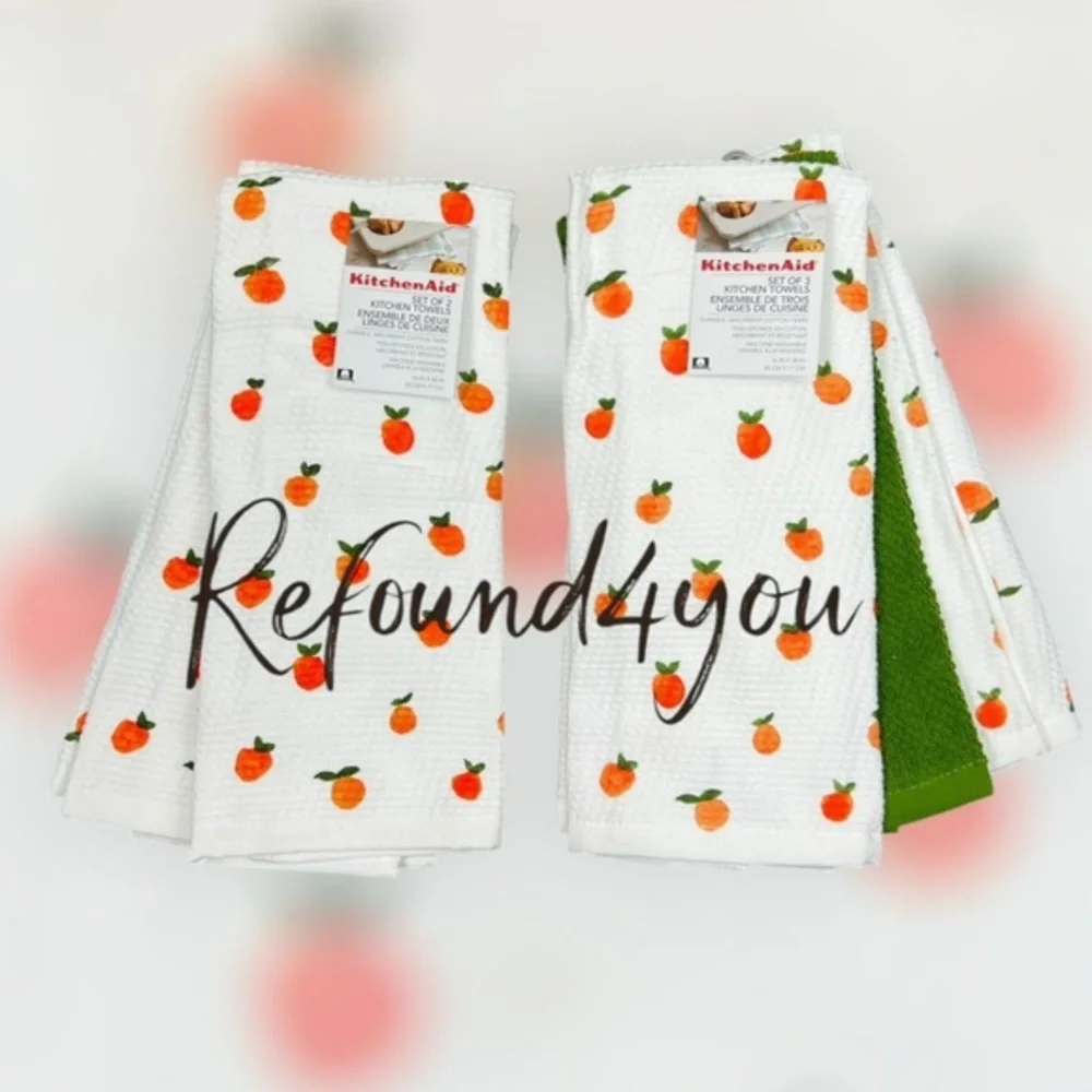 KitchenAid - ‘Oranges - bundle’ coordinating Dish Towels (5). NWT. Firm!